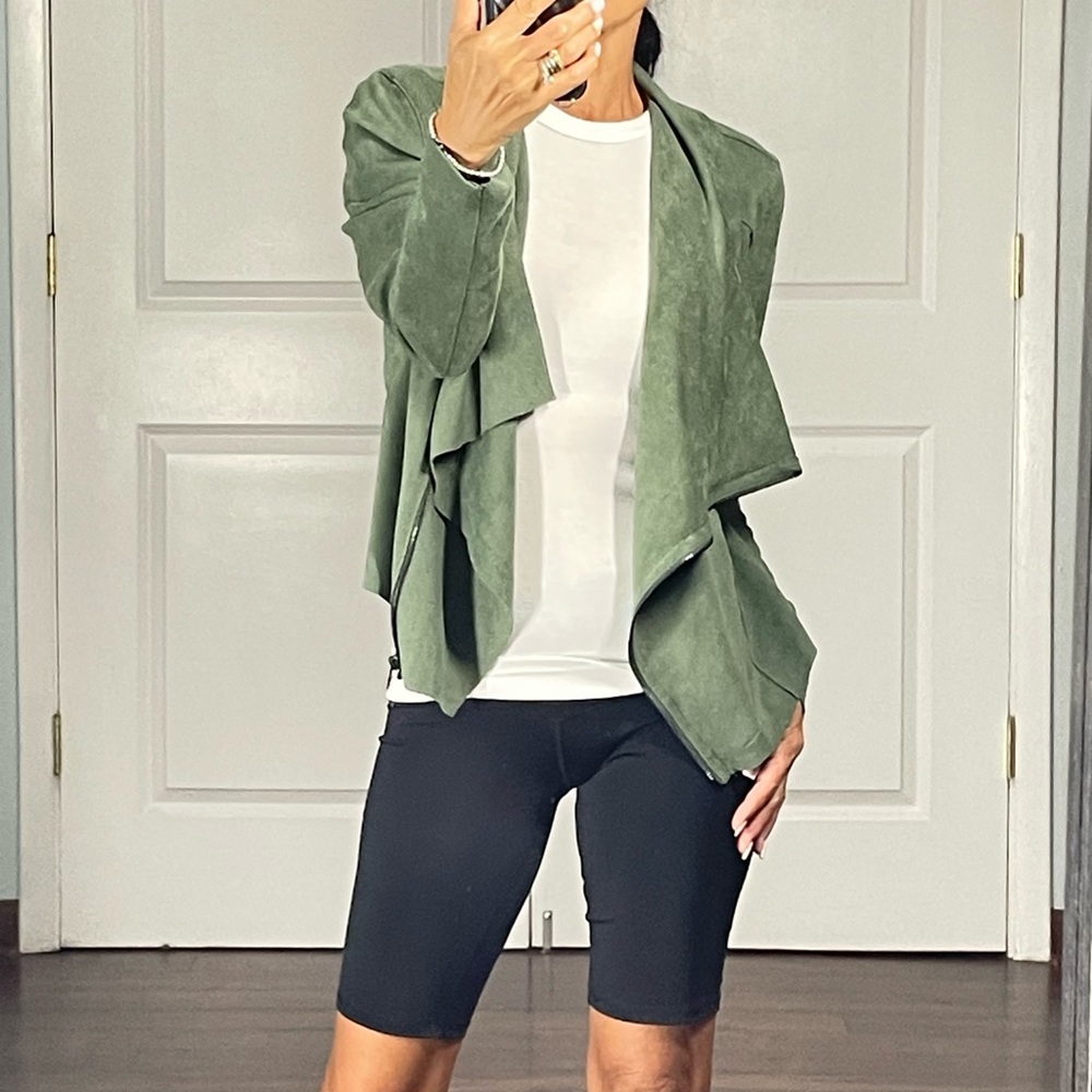 Blank NYC Green Lightweight Faux suede Moro jacket size S - Picture 2 of 14